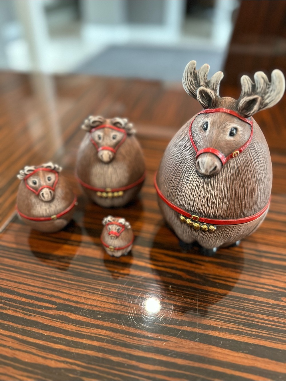 VTG Nesting Reindeers 1994 Ceramic Set Of 4